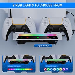 PlayCool 2-in-1 RGB Muurbeugel & Oplaadstation – Geschikt voor PlayStation 5 / PS5 Slim / PS5 Pro (Disc & Digital) – DualSense (Edge) Controller – Met LED Oplaadindicator — thumbnail 3