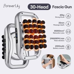 Massagepistool - Massagegun -Spier Ontspanning - infrarood Therapie - 30 Kops - 9 Intensiteitsniveaus - 9 Massage modes - Krachtige Motor 19000 keer/min 35mm Diepe Percussie - Effectief Spiervermoeidheid & Pijn Verlicht Rug, Benen — thumbnail 2