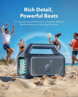 soundcore Boom 2 Outdoor Speaker, 80W, Subwoofer, BassUp 2.0, 24H Playtime, IPX7 Waterproof, Floatable, RGB Lights, USB-C, Custom EQ, Bluetooth 5.3, Portable For Outdoors, Camping, Beach, and Backyard-Blauw — thumbnail 4