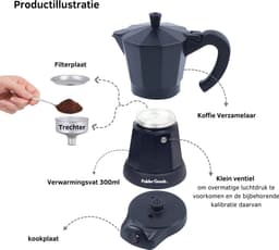 Elektrische percolator - Elektrische espresso maker - 300ml capaciteit/6 Kopjes - Zwart — thumbnail 2
