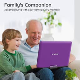 BOIFUN 17,5'' draagbare dvd-speler met 15,6'' groot HD-draaischerm, 6 uur oplaadbare batterij, ondersteuning voor USB/SD-kaart/Sync TV en meerdere schijfformaten dvd-speler, luidspreker met hoog volume, paars — thumbnail 4