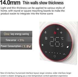 Thermostaat - Touchscreen bediening - WiFi-thermostaat - Slimme thermostaat met LED-display - Handmatig - Programmeerbaar - Inbouw wandontwerp - Zwart — thumbnail 2
