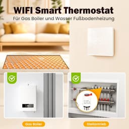 Slimme Thermostaat - Wifi Kamerthermostaat - Verwarming Regelen - Spraakbesturing Ondersteund - 10.5 x 9.8 cm - Wit — thumbnail 5