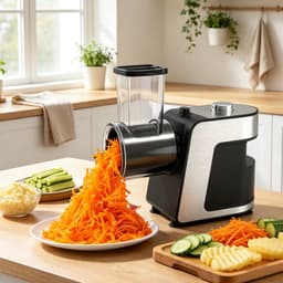 JOYNEXTBUY - Elektrische Groentesnijder 500W - 5-in-1 Groentesnijder met 5 RVS Snijschijven - Voor Groenten en Kaas - RVS Trommels — thumbnail 2