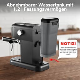 Seth Select Espressomachine 15 Bar – 1100W Koffiezetapparaat met Melkopschuimer, 1,2 Liter Afneembaar Waterreservoir – Compact RVS Design – Zwart — thumbnail 2