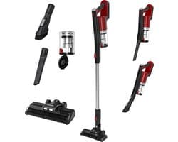 Heinner Draadloze Steelstofzuiger – 150 W – Zuigkracht 9 kPa – 21,6 V – 2 Zuigstanden – Tot 30 min Gebruiksduur – Stofreservoir 0,5 L – Gemotoriseerde Vloerborstel – Rood