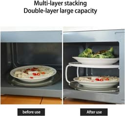 SnelShoppen - Magnetron Plate Stacker Grill Rack - Vouwbare Handgrepen - Plastic Bakplaat voor Magnetron en Oven - Ideaal voor Bacon en Diepvries Snac — thumbnail 2