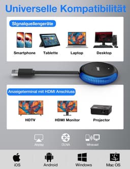SnelShoppen - 4K 5G Draadloze Display Adapter - Plug & Play voor Smartphone, Laptop, Monitor, Projector - Compatibel met iOS, Android, Windows, Mac OS — thumbnail 5