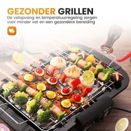 Elektrische grill – 2000W Tafelgrill met Thermostaat & Uitneembare Onderdelen – Draagbaar voor Buiten, Balkon & Tuin – Zwart — thumbnail 3