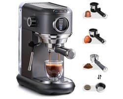 Espressomachine – Koffiemachine – Pistonmachine – Cappuccinomachine – Mini Koffiezetapparaat – 19 Bar Pompdruk – Afneembare 1,1L Watertank