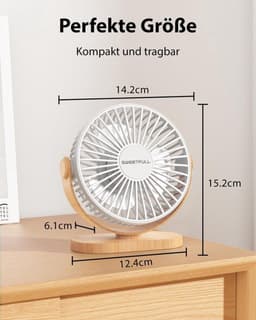 Solvix tafel ventilator geluidloos - Mini Tafelventilator - Plastic - Stil en Lichtgewicht - 3 Snelheden - Voor Thuis, Kantoor en Buiten — thumbnail 2