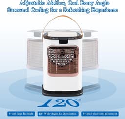 Mobiele Airconditioner - Compacte Luchtkoeler met 6 Snelheden, 120° Oscillerend, 1300 ml Watertank, Afstandsbediening & USB voor Slaapkamer en Kantoor — thumbnail 5