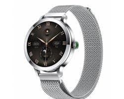 Evy24 Smartwatch Dames 38mm - AMOLED Smartwatch - Bluetooth Bellen - Horloge Dames - Hartslagmeter - Saturatiemeter - Slaapmonitor - 100+ Sportstanden - 5ATM Waterdicht - Geschikt voor iPhone & Android - Zilver