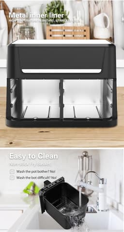 Airfryer met Dubbele Lade - Hete Lucht Oven - Gezond Koken - Twee Gerechten Tegelijk - 12 Liter — thumbnail 4