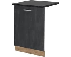 Vaatwasserfrontpaneel - Vaatwasfront Keukenpaneel - Keuken Integratie - R-Line Serie - 60 cm breed - Zwart beton