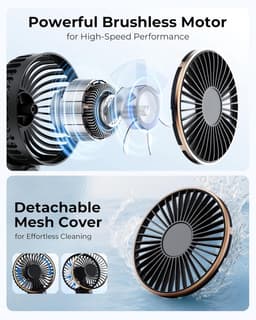 Draagbare handventilator, mini 180° opvouwbare ventilator, 6 snelheden, lcd-display, ultrastil, 4000 mAh, zakformaat, binnen/buiten te gebruiken, met draagkoord — thumbnail 4