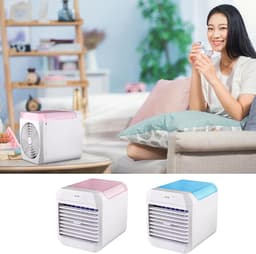 Draagbare airconditioner, USB-voeding, mini draagbare luchtkoeler, raamairconditioner, multifunctionele knopbediening, verkoelend product voor de zomer, 3 ventilatorsnelheden, geschikt voor woonkamer, slaapkamer en camping - blauw — thumbnail 4