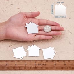 Set van 10 aluminium blanco stempel tags hangers van 35x38,5x1 mm, ideaal voor het maken van DIY sieraden met een lichte en duurzame afwerking — thumbnail 5