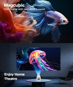 Mini Beamer 4K – Android 14 – WiFi 6 & Bluetooth 5.4 – 200 ANSI Lumen – 180° Draaibaar – Full HD — thumbnail 5