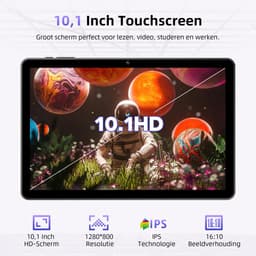 SnelShoppen - Tablet 10 Inch Android 15 met Hoes, Unisoc T30 Quad-Core, 18 GB RAM, 128 GB ROM, 1 TB TF, HD IPS-Scherm, 5MP + 8MP Camera, 6000 mAh, WiF — thumbnail 3