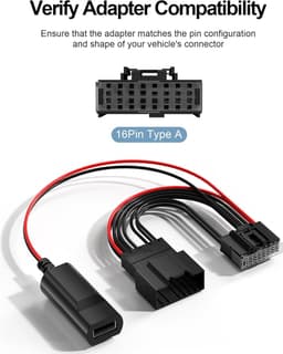 Dashcam Stroomadapter - Adapter Auto Camera - Veilige Rit - 16 Pin Type A - 30 cm Kabel - Zwart — thumbnail 2