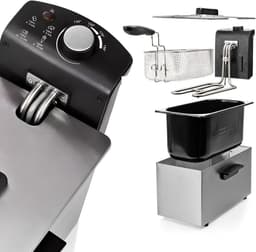 Roestvrijstalen Friteuse - Frituurpan Elektrisch - Knapperige Snacks Maken - Met Koelzone - 3 Liter - Zilver — thumbnail 5