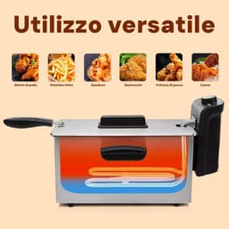 Roestvrijstalen Friteuse - Frituurpan Elektrisch - Knapperige Snacks Maken - Met Koelzone - 3 Liter - Zilver — thumbnail 3
