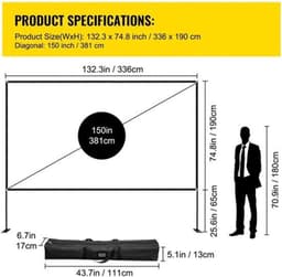 Beamer Scherm - Projector Screen - Projector Scherm - Projector Doek - Projector Scherm voor Beamer - Home Cinema Thuisbioscoop - Draagbare Beamer - Tripods — thumbnail 3