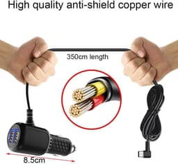 Mini Usb-Dashcamkabel - Stroomkabel Voor Dashcam - 5 V / 2,5 A + 5 V / 3,5 A - 1 Stuk - Auto / Vrachtwagen Zwart — thumbnail 4