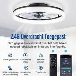 Lìon® Ventilator Plafond - Ventilator - Ventilator Staand Afstandsbediening - Zwart - 50cm x 50cm x 15cm — thumbnail 5