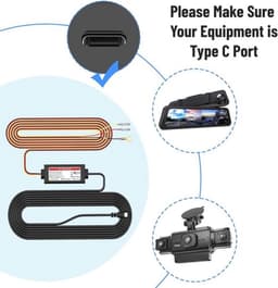 SnelShoppen - Dash-Cam Hardwire Kit USB-C met LED Display, 12V-30V naar 5V/3A Spanning Converter, 24 Uur Bewakingsmodus, Laag Voltage Bescherming voor — thumbnail 2
