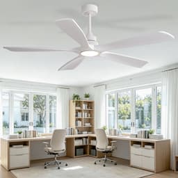 60 inch Witte Plafondventilator - Draadloze Afstandsbediening - 3 Kleurtemperaturen (CCT) - Dimbaar - 6 Snelheden met Geheugenfunctie - 5 Massief Houten Bladen met Versterkte Constructie — thumbnail 5