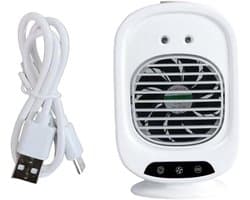 Draagbare mini-airconditioner - Spraytype - Miniformaat - Geluidsarm - Voor slaapkamer/kantoor/camping - Wit