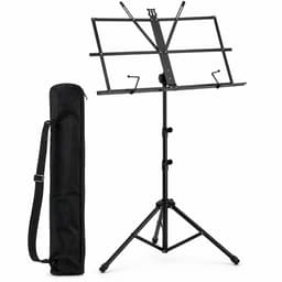 JustValue Opvouwbare Muziekstandaard - Verstelbaar 47-95 cm - Met Draagtas - Zwart — thumbnail 1