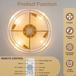 Moderne 19-inch plafondventilator - ABS-bladen - App- en afstandsbediening - Zes snelheden - Omkeerbare ventilatorstanden - Geschikt voor slaapkamer en babykamer — thumbnail 5