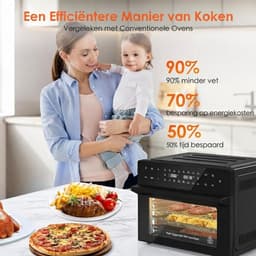 Lìon® Airfryer met Stoom Functie - Heteluchtfriteuse - Airfryer met Stoomfunctie - Zwart - 46cm x 43cm x 37cm — thumbnail 4