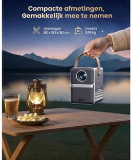 NIVA® Mini Beamer - Officiële Miniprojector van Netflix - Slimme Projector - Zilvergrijs - 8cm x 11cm x 18cm — thumbnail 3