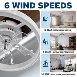LED Plafondventilator met Afstandsbediening – Witte 20 inch Stille DC-motor Ventilator met Licht – 6 Snelheden – Dimbare Tri-color LED 36W – Zomer/Winter Functie – Inbouw Plafondventilator voor Slaapkamer & Woonkamer – 230V EU — thumbnail 4