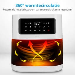Airfryer 5,2 Liter – Olievrije Heteluchtfriteuse – 9 Automatische Programma's – Digitaal Touchscreen – 2150W Wit — thumbnail 5