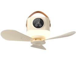 kampeer ventilator - tentventilator -Draagbare Plafondventilator - fan - plafondventilator - ventilator - plafond ventilator met verlichting - plafondventilator lamp - plafonventilator afstandsbediening - draagbare plafond ventilator - geel