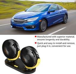 Auto Ventilator USB - Dubbele Autoventilator met 3 Snelheden - Verstelbare Koelventilator voor Auto Vrachtwagen Camper Caravan en Bureau — thumbnail 4