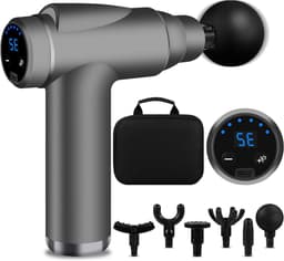 Spier Masssage Gun - Percussie Massagepistool - Spierherstel - 32 Snelheden - 15 x 5 x 20 cm - Grijs — thumbnail 1