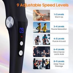 Massagepistool met 10 verwisselbare opzetstukken, massagepistool met verwarmingsfunctie, rugmassageapparaat geschikt voor diepe weefselpijn, massager voor spierherstel van schouders en rug (blauw) — thumbnail 3