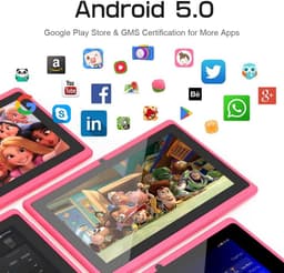 SnelShoppen - 7 Inch Tablet Android 5.0 Quad Core 1GB RAM 8GB ROM Dual Camera WiFi Bluetooth Kinderen Volwassenen Roze - Ideaal voor Thuis en Onderweg — thumbnail 2