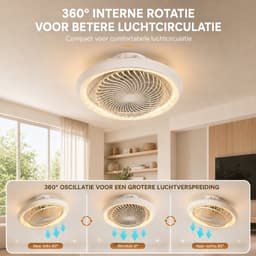 MUPOO Design plafondventilator met verlichting 49 cm- dimbare LED ventilator plafond - stille motor - app & afstandsbediening - winterstand - woonkamer slaapkamer kantoor — thumbnail 4