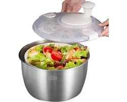 Salade Spinner - Groente Droger - Salades Maken - Roestvrij Staal - 5 Liter - Zilver