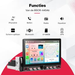 Boscer 1 Din Autoradio met Scherm - Draadloos Apple CarPlay & Android Auto - 7 Inch HD Touchscreen - Android 15 - 6+128GB - GPS Navigatie, WiFi & Bluetooth - Achteruitrijcamera & Microfoon — thumbnail 2