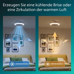 Plafondventilator met lamp – Philips Amigo, stil, 6 snelheden, dimbaar RGBW LED, Ø48 cm, — thumbnail 5