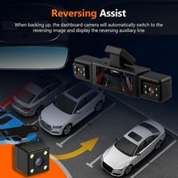 SnelShoppen - 4-Kanaals Dashcam Achteruitkijkspiegel 3.16 Inch, 1080P Auto Recorder met 4 Camera's, Nachtzicht, Bewegingsdetectie, Parkeerhulp + 64GB — thumbnail 4