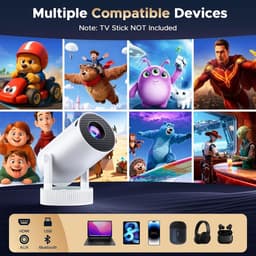 Beamer met Batterij, Draagbare Projector ondersteuning 4K resolutie, 220° Rotatie, WiFi 6 Bluetooth, Android TV, Ingebouwde Speaker, Auto Keystone Beamer voor Buiten Thuisbioscoop Slaapkamer — thumbnail 1
